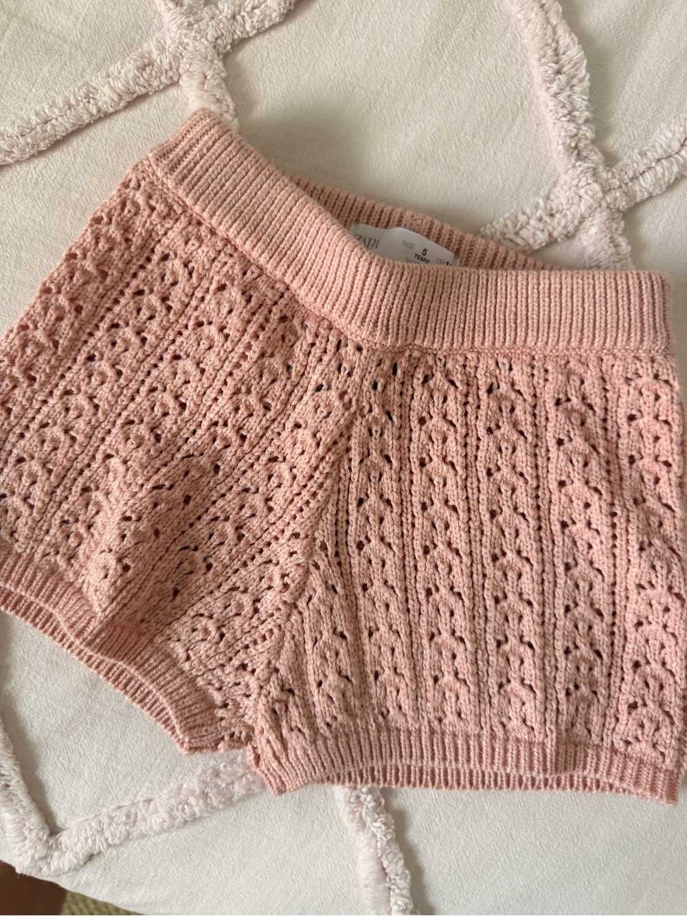 Zara Blush Pink Knit Eyelet  Lounge Shorts
